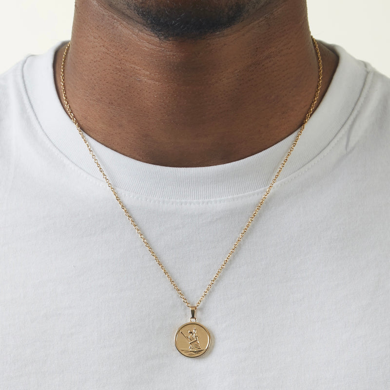 Gold st christopher hot sale mens necklace